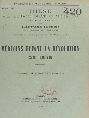 cover image of Médecins devant la Révolution de 1848